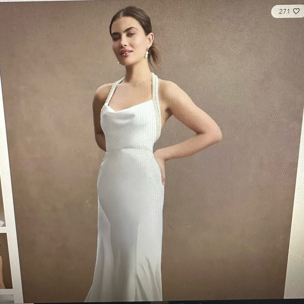 Anthropologie BHLDN Ivory Pearl Strap Satin Wedding Gown. Never Worn.
